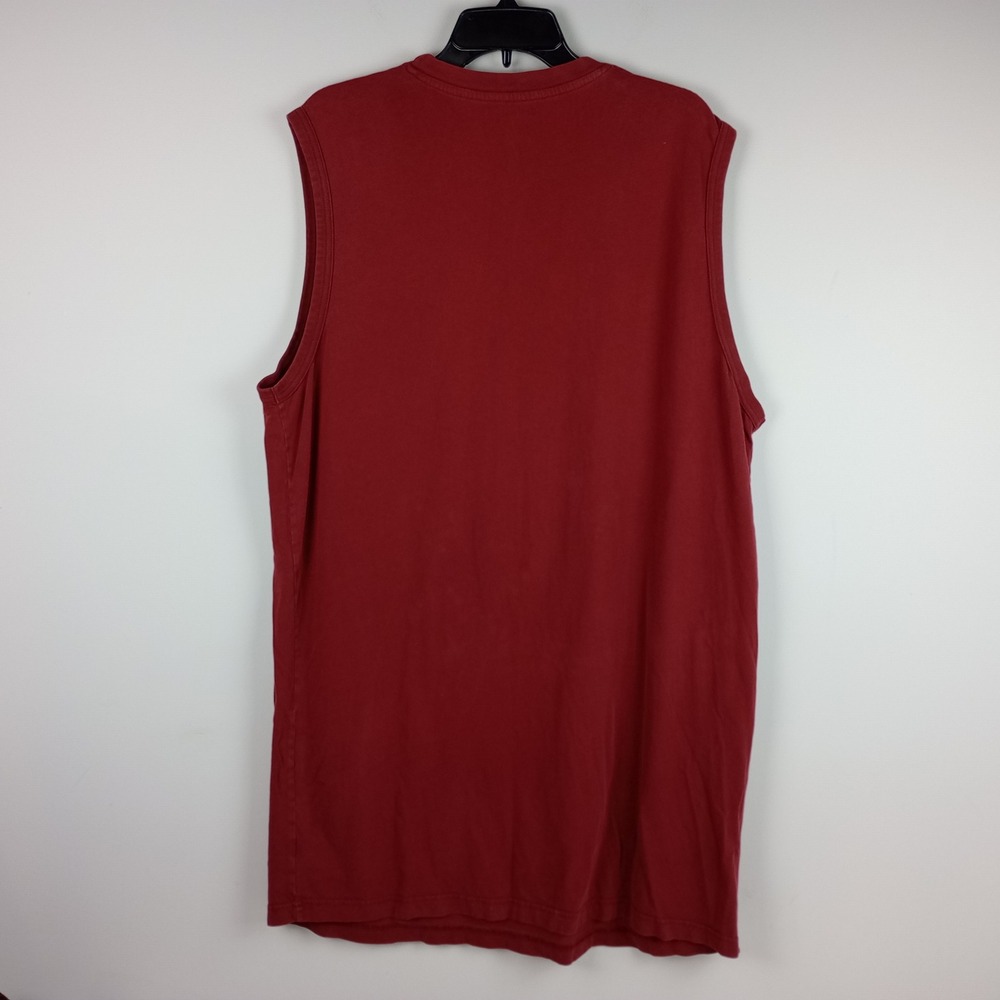 KingSize Mens L Tall Maroon Cotton Pocket Muscle Tee Sleeveless T-Shirt - Picture 2 of 6